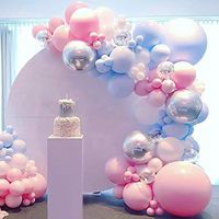 เพศเปิดเผยเจ้าหญิงสีชมพูบลูบอลลูนพวงมาลัย Macaron บอลลูนสีโลหะเงินสาววันเกิดเครื่องประดับอาบน้ำทารก