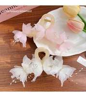 Ensemble de pinces à cheveux délicates, forme papillon transparente, perles et strass, pinces requin décontractées pour femmes, accessoires de coiffure tendance