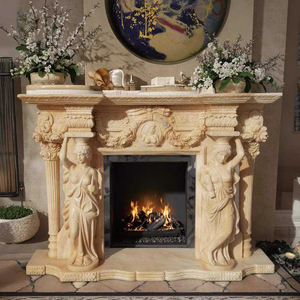 Handgeschnitzter Kamin aus Marmor im europäischen Antik-Stil mit Damenstatue, freistehend für die Hotelnutzung - Product Image 4