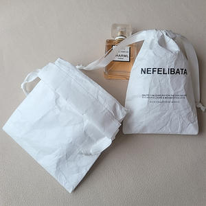 Sac à cordon en papier écologique personnalisé pour bijoux montre de maquillage mariage anniversaire bonbons épicerie cadeau étanche sac à poussière - Product Image 3