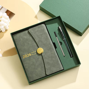 Set de Caja de Regalo con Cuaderno de Lino A5 y Logotipo Personalizado - Cuadernos con Bolígrafo - Product Image 1