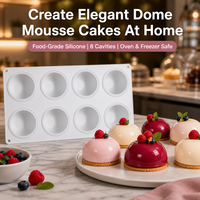 Moule à gâteau en silicone en forme de dôme, 8 cavités, semi-sphérique, pour mousse, qualité alimentaire, résistant au four et au congélateur, antiadhésif, outil de pâtisserie DIY