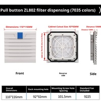 Type de bouton de traction filtre remplaçable coton avec couvercle de filet de persienne de ventilateur armoire électrique ensemble de filtres de ventilateur à flux axial ZL803804
