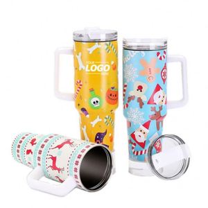 Custom Christmas UV Printing 32oz Eco-Friendly Insulated Travel Coffee Tumbler Lid Cup Holder Friendly Stainless Steel Reusable - Product Image 1