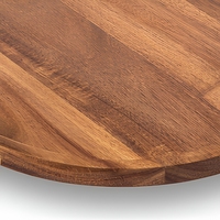 Assiette à salade en bois d'acacia poli, durable et écologique, design contemporain, motif personnalisé, usage domestique, camping, barbecue, marque HJG