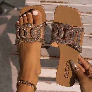 รองเท้าแตะเปิดนิ้วเท้าผู้หญิงแบบใหม่รับซัมเมอร์ ดีไซน์ทันสมัย ประดับคริสตัลวิบวับ วัสดุ PU สวมใส่สบาย แบรนด์ <span class=keywords><strong>Jkp</strong></span> ขายส่งจากโรงงาน - Product Image 4