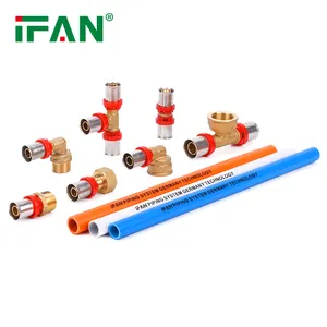 IFAN Factory PEX Al PEX Fittings Plumbing Joint 1/2''-1'' Red Color Brass PEX Pipe Press Fittings