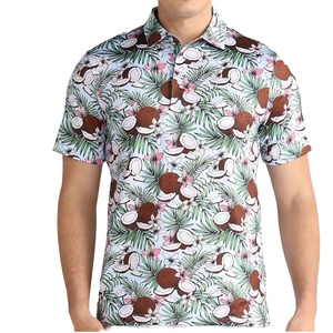 Tissu tricoté 100% polyester, manches courtes pour homme, poche de chemise, logo personnalisé, anti-froissement, design de vacances à la plage, impression numérique - Product Image 4