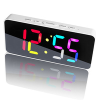 Jam cermin Led Digital multifungsi, jam meja tampilan waktu cermin Led dengan Logo kustom produk baru
