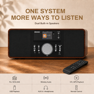 Lecteur CD radio DAB+ avec connexion Bluetooth, USB MP3, haut-parleur intégré, télécommande, audio domestique rétro portable - Product Image 6