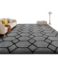 Sour Lemon High Pile Thick Geometric Pattern Washable Anti-Slip Extra Large Fluffy Modern Carpet Rug 140x200cm for Living Room