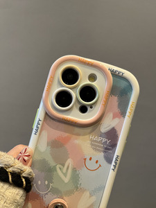 Coque de téléphone anti-chute pour <span class=keywords><strong>iPhone</strong></span> 14, 15 Pro, 12 Pro, avec bracelet coloré motif cœur graffiti et visière intégrée, nouvelle collection - Product Image 2