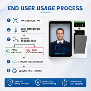 Máquina de Prueba de Alcohol en Aliento con Reconocimiento Facial, Sistema Operativo Android 11, Pantalla Táctil, Medición de Temperatura, Control de Acceso - Product Image 6