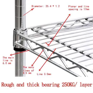 بسعر المصنع سعة كبيرة ، لكل طبقة ، رف تخزين شبكي سلكي للمنزل