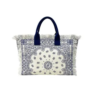 For Daily Use Blue Paisley Handbags Wholesale Tote Bag Women's Sling Bag