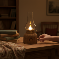 Lampe LED sans fil rechargeable USB-C, motif en résine peinte à la main, intensité réglable, abat-jour en verre cloche style ferme, décoration de Noël et de dîner, E26