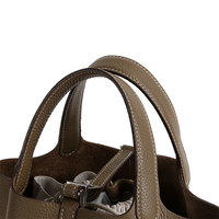 Sac seau en cuir bicolore grande capacité, style vintage minimaliste, avec cordon de serrage, double anse, léger, pour usage quotidien, sac fourre-tout, direct usine