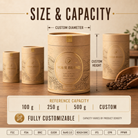 Emballage en tube cylindrique en papier kraft sur mesure OEM, canister biodégradable FSC pour coffrets cadeaux de café et de thé