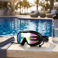 Gafas de Natación Profesionales Antivaho con Protección UV, Material de PC, Impermeables, de Alta Definición, Tapones para los Oídos, Colores Vibrantes, Montura Grande