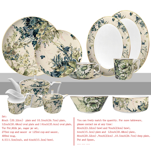 Juegos de platos de cena de porcelana de hueso, juegos de <span class=keywords><strong>vajilla</strong></span> de cerámica para comedor romántico, juegos de <span class=keywords><strong>vajilla</strong></span> para banquetes con <span class=keywords><strong>vajilla</strong></span> de embalaje - Product Image 6