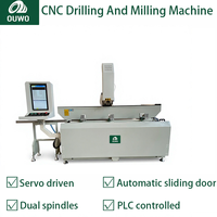 Machine CNC à trois axes OUWO pour le perçage et le fraisage de profilés en aluminium avec table de travail inclinable à 180 degrés pour la fabrication de cadres de fenêtres