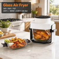 Friteuse à air carrée portable en verre, 8-en-1, grande taille, non toxique, four électrique domestique LFGB ETL CE