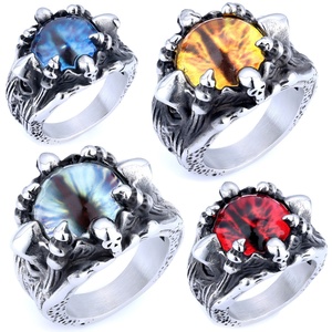 European and American Style Stainless Steel Ring Simple Hip Hop Personality Fashion in Red Yellow <b>Light</b> Blue - Product Image 1