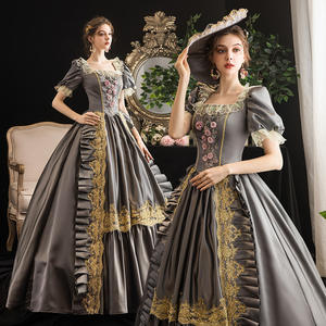 Vestido de Baile Rococó Estilo Victoriano del Siglo XVIII de María Antonieta para Mujer, Hecho a Medida con Encaje Gris, Disfraz para Drop Shipping, Pedido Mínimo 1 Pieza - Product Image 4