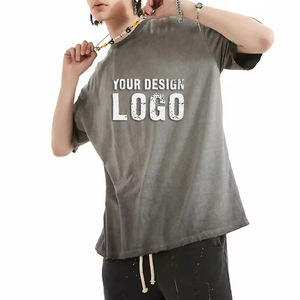 Camiseta de Verano para Hombre, Estilo Casual, Hombros Caídos, Media Manga, al por Mayor, OEM, Lavada, Color Degradado Vintage, Holgada - Product Image 4