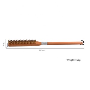 Brosse <span class=keywords><strong>à</strong></span> <span class=keywords><strong>pizza</strong></span> YINHAO avec logo personnalisé, 25 pouces, avec grattoir, résistante <span class=keywords><strong>à</strong></span> la chaleur, manche en bois extra long, brosse de nettoyage pour <span class=keywords><strong>four</strong></span> <span class=keywords><strong>à</strong></span> <span class=keywords><strong>pizza</strong></span> - Product Image 2