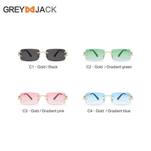 Greyjack – lunettes de soleil sans cadre pour femmes, en métal doré, UV400, légères, type 3, verres PC, S2676 - Product Image 5