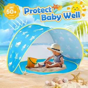 Abri de plage portable Ocean Pop-up UPF50+ avec protection UV pour bébé, tente de plage pour nourrisson - Product Image 2