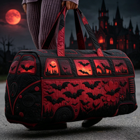 Sac à bandoulière imprimé 3D Bus Fantôme d'Halloween, Sac de week-end motif Ciel Nocturne Violet, Sac de voyage fantôme pour cadeau de vacances d'Halloween