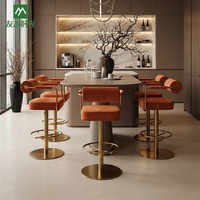 Chaise de bar haute moderne réglable en acier inoxydable doré, tabourets de bar de luxe pour îlot de cuisine et salon (vente en gros)