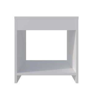 White Nightstand With <b>Open</b> <b>Storage</b> Shelf For Bedroom Side Table - Product Image 4