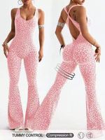 Combinaison de Yoga léopard pour femme Leggings évasés Cross Push Gym Fitness Body vêtements de sport respirants pour l'entraînement