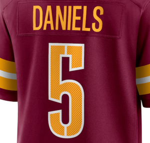 เสื้อฟุตบอลอเมริกันเย็บตะเข็บด้านบน2025 Washington commanders #5 Daniels ระบายอากาศได้และมีขนาดพิเศษให้เลือก - Product Image 2
