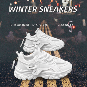 Hot Sale <b>Men's</b> Casual Comfortable Sneakers Winter Mesh PU Leather Platform Sport Running Shoes Breathable with Rubber <b>Insole</b> - Product Image 2