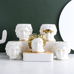 Vase en forme <span class=keywords><strong>de</strong></span> tête <span class=keywords><strong>de</strong></span> David disponible en céramique, Pot <span class=keywords><strong>de</strong></span> fleur, porte-stylo <span class=keywords><strong>de</strong></span> maquillage, Statue <span class=keywords><strong>de</strong></span> personnages Succulents, boîte <span class=keywords><strong>de</strong></span> rangement - Product Image 2