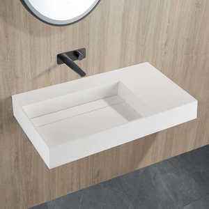 Lavabo de Baño Monere, Diseño Integrado de Pared, Material Acrílico para Baño de Hotel, Lavabo de Piedra Artificial - Product Image 4