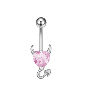 Anillos <span class=keywords><strong>de</strong></span> Ombligo <span class=keywords><strong>de</strong></span> Acero Inoxidable Plateados con Circonita, Diseño Sexy <span class=keywords><strong>de</strong></span> Pequeño Diablo, para Unisex, Regalo para Bodas, Compromisos y Fiestas - Product Image 3