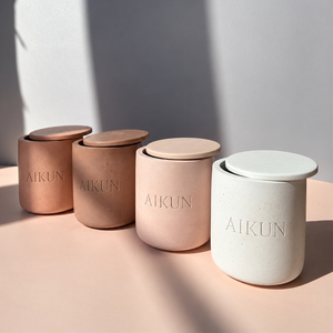 Aikun Black Grey Terracotta White Wood Wick Ceramic <b>Candle</b> with Custom Logo Kraft Box And OEM Color Options for Home Decor - Product Image 2