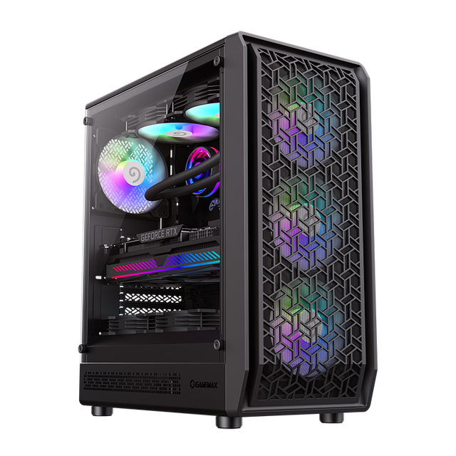 GAMEMAX OEM ODM Plastic Computer Case White Black ATX Mid Tower Stock ATX PSU 7 Slots 12cm Fan