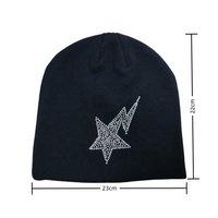 Topi Beanie berlian imitasi kustom untuk wanita, topi Beanie kristal, topi olahraga gaya jalanan, topi Beanie berlian imitasi kustom untuk wanita