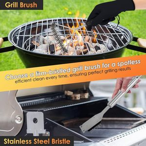 Ensemble complet <span class=keywords><strong>de</strong></span> 35 <span class=keywords><strong>ustensiles</strong></span> <span class=keywords><strong>de</strong></span> <span class=keywords><strong>barbecue</strong></span> haut <span class=keywords><strong>de</strong></span> gamme en acier inoxydable avec manche en bois, longs outils pour le camping en plein air - Product Image 4