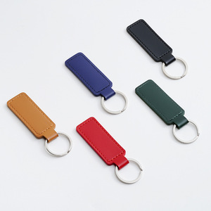 Wholesale Custom Logo Double Side Printing Pu Keychain With Metal Key Ring Square Shaped Blank Leather Keychains