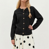 2026 Europäischer Vintage Damen-Cardigan mit Rundhalsausschnitt, Strukturierter Strick, Knopfleiste, Lässiger Lockerer Atmungsaktiver Pullover