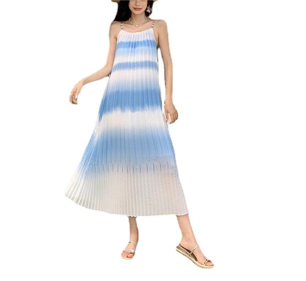 2024 Summer French Striped Gradient Dress Elegant Comfortable