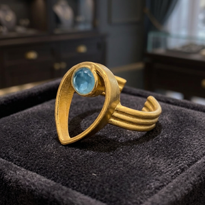 The Majestic Azure A Goldplated <b>Ring</b> with a Captivating Blue GemStone best for womens and girls - Product Image 3