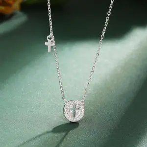 Hypoallergenic Nickel Free 925 Sterling Silver Necklaces Jewelry 5A CZ Cubic Zirconia Cross Pendant Necklace Child Children Kid